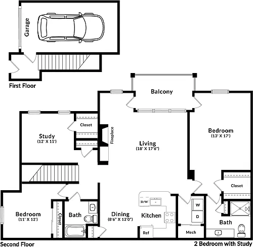 Floor plan The Oakmont (B3 w-Den)