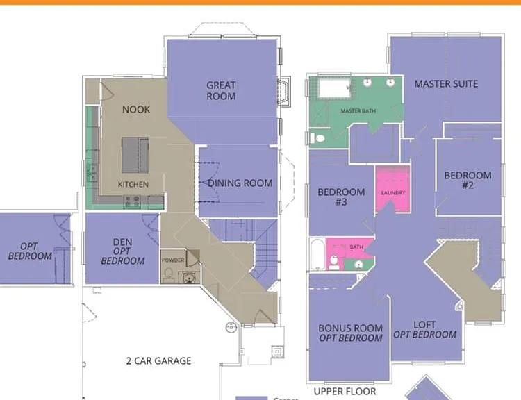 Home plan, Main floor with Bedroom and Upper floor with LOFT and Media room.