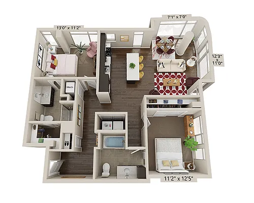 Floor plan Two Bedroom B2T