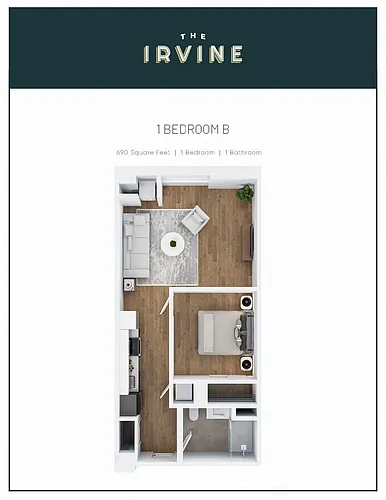 Floor plan 1 Bedroom B