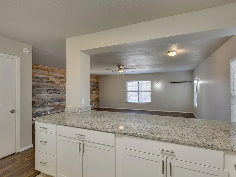 Kitchen through to living area