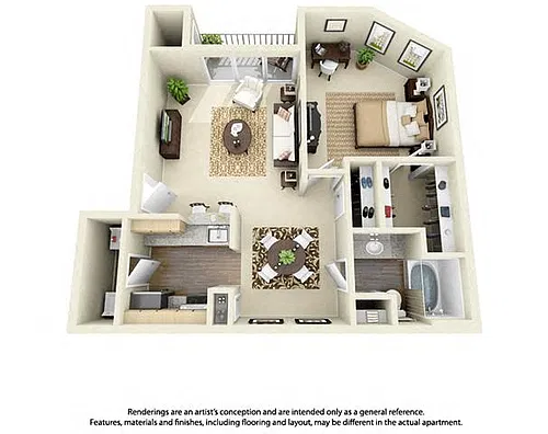 Floor plan 1 Bedroom 1 Bath Plan 3
