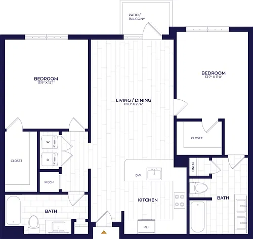 Floor plan 2 Bed/2 Bath-B4
