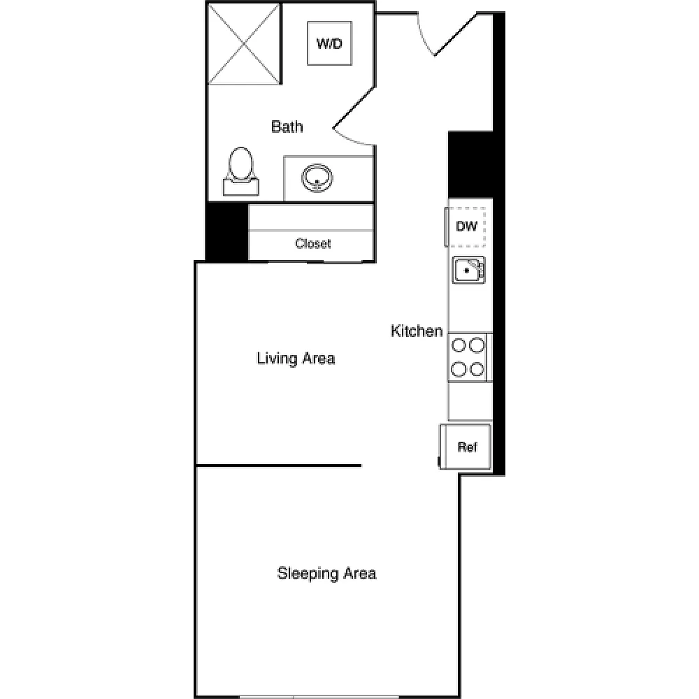 Floor plan Studio + Alcove 2.1