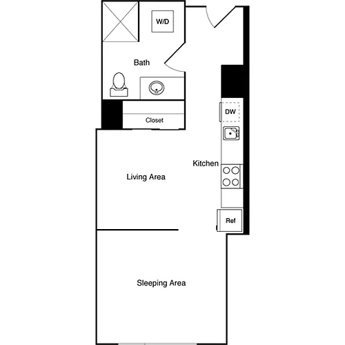 Floor plan Studio + Alcove 2.1