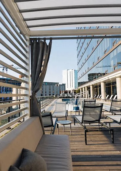 Relaxing poolside cabanas in Nashville, Tennessee at Kenect