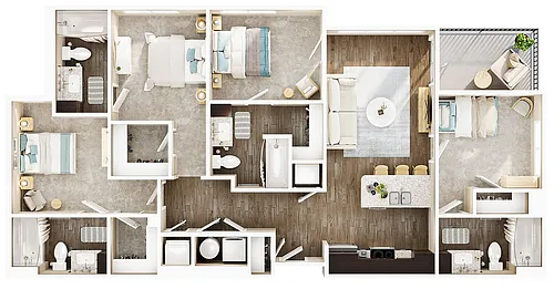 Floor plan 4BR/4BA - D3