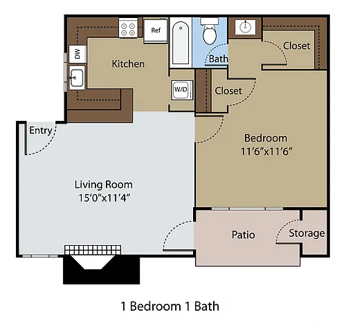 Floor plan 1 BR 1 BA