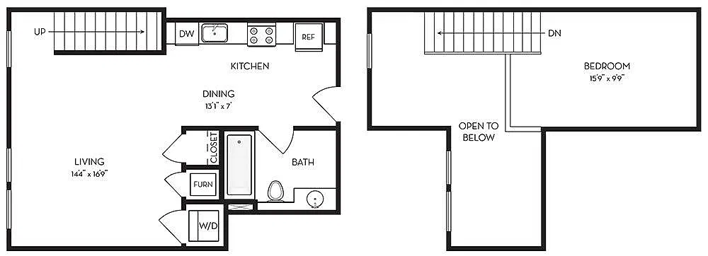 Floor plan 1BR/1BA Loft