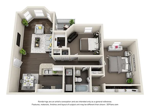 Floor plan Bradford (1045 SF)