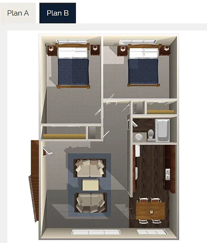 Floor plan 2 Bedroom 1 Bath