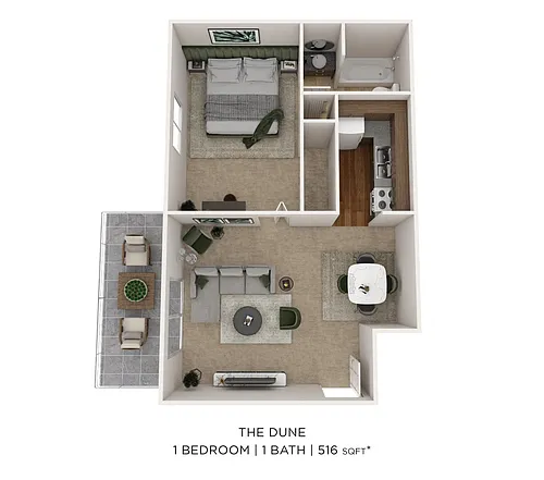Floor plan One Bedroom - 516 sqft