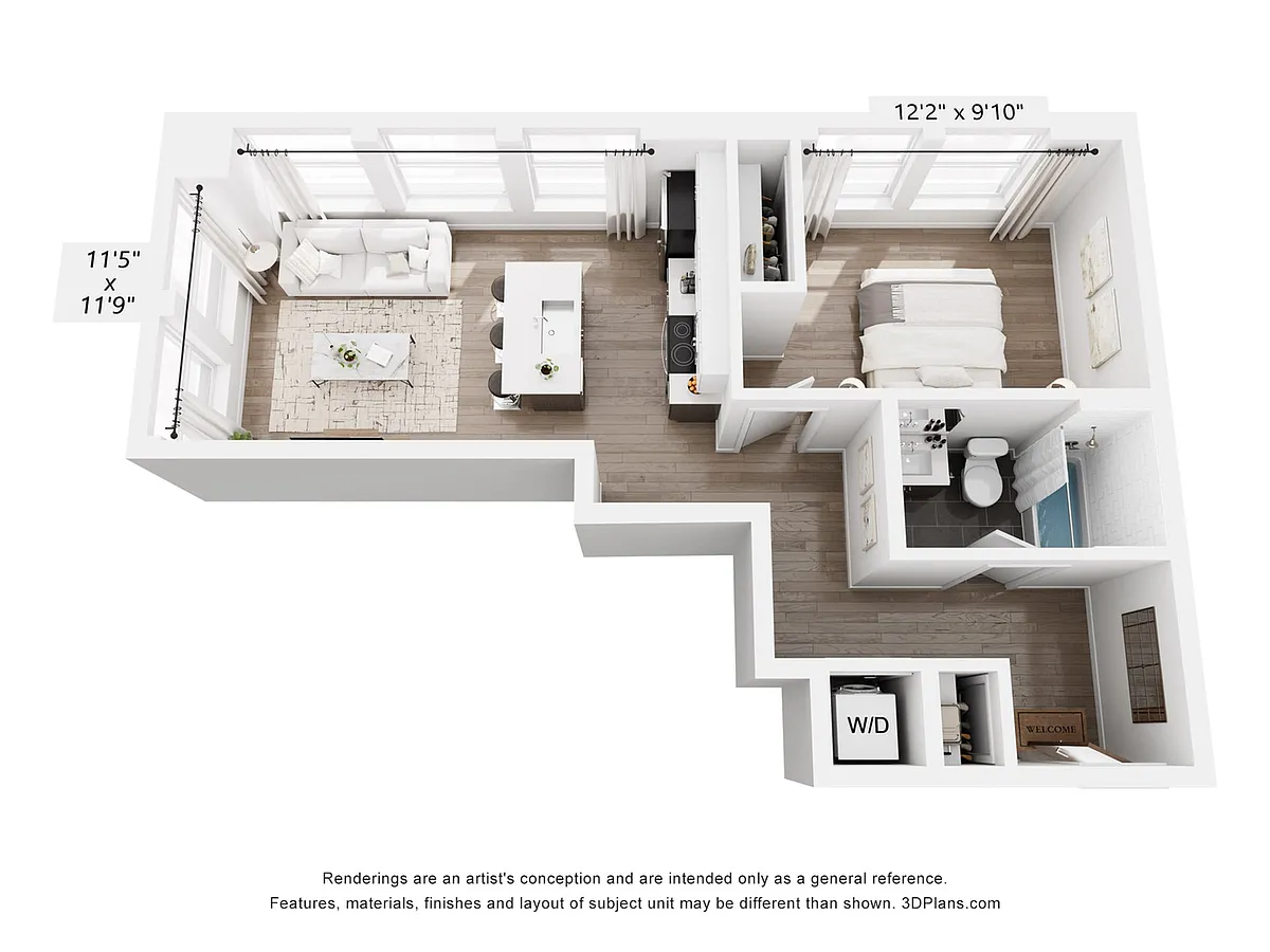 Floor plan 1 Bedroom 1 Bathroom | 676
