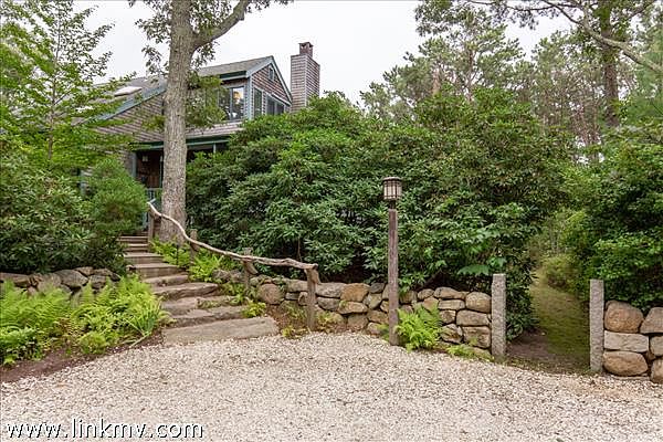 Parking court and stairway to front door