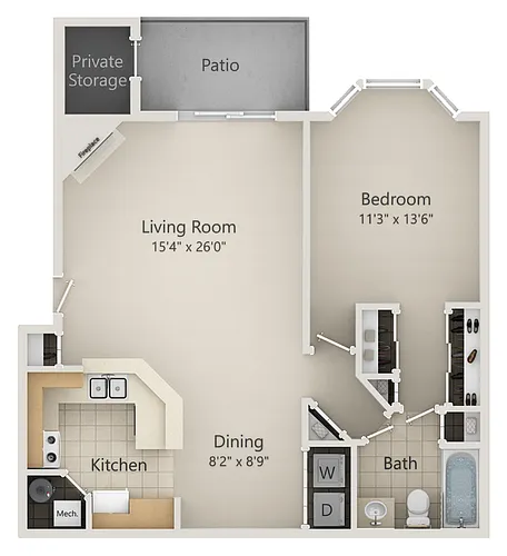 Floor plan 1 Bedroom