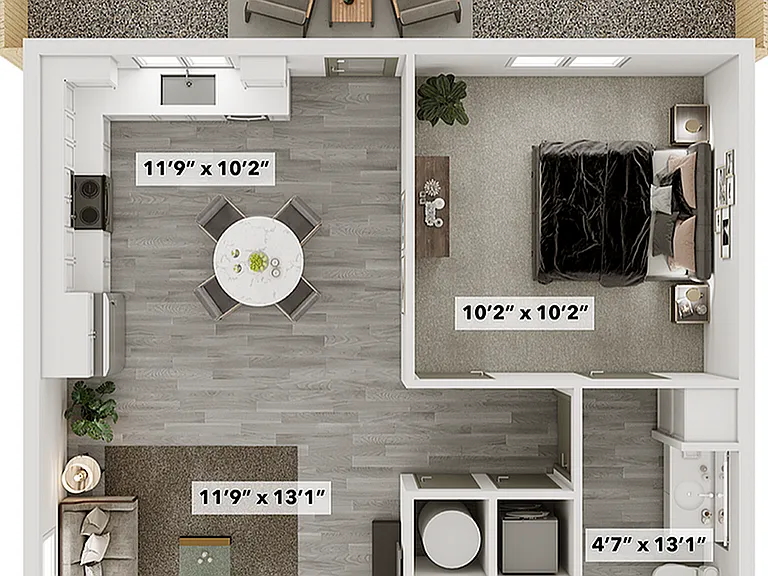 1 BR x 1 BA with Washer/Dryer Floorplan 1 BR x 1 BA with Washer/Dryer Floorplan