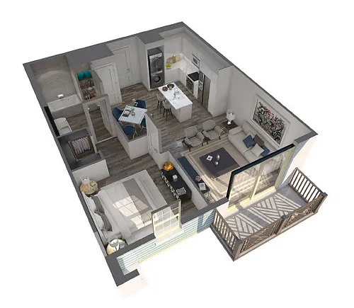 Floor plan Amelia - 1 Bed, 1 Bath