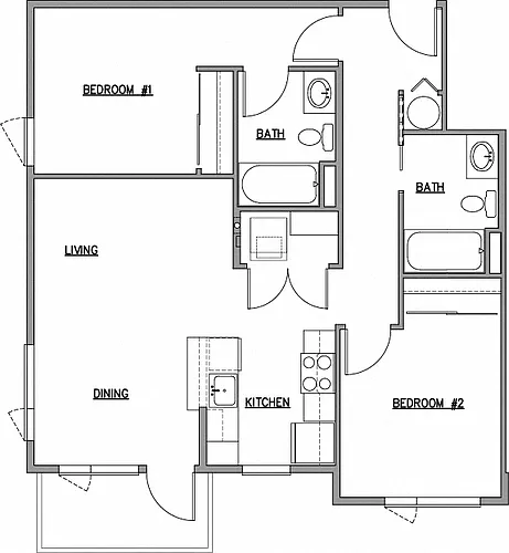 Floor plan 2 Bed 2 Bath A