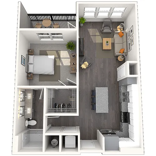 Floor plan A1.1 1x1 750 SF