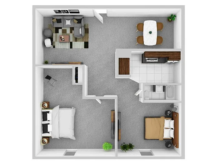 Floor plan 2 Bed 1 Bath - Silver