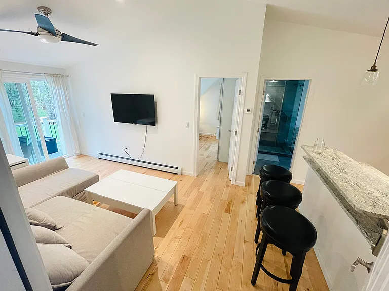 Living space: living room and eat-in kitchen