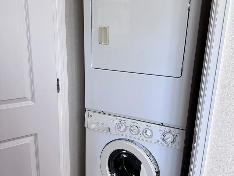 Stacked washer and dryer in the kitchen