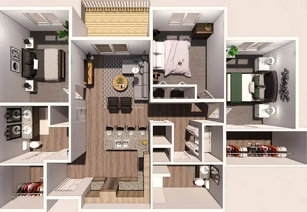 3 Bedroom C 3D Floor Plan 3 Bedroom C 3D Floor Plan
