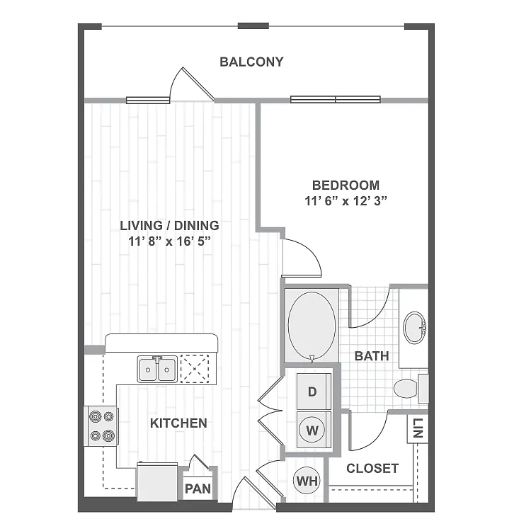 Floor plan 1 Bedroom 11C
