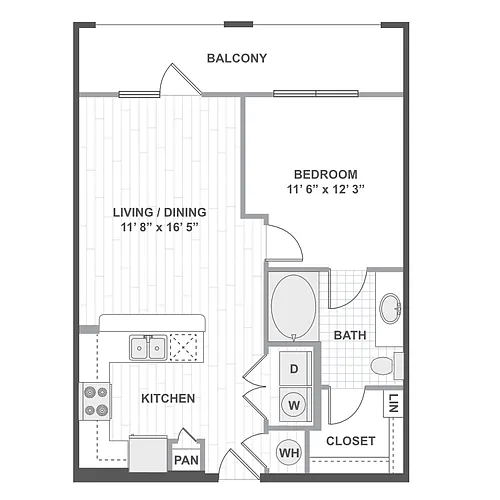 Floor plan 1 Bedroom 11C