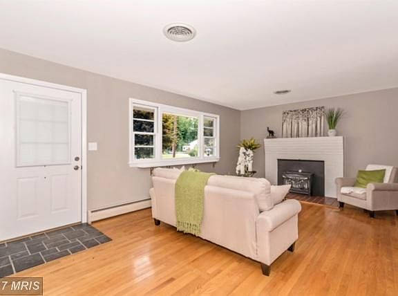 Living Room with wood burning stove.