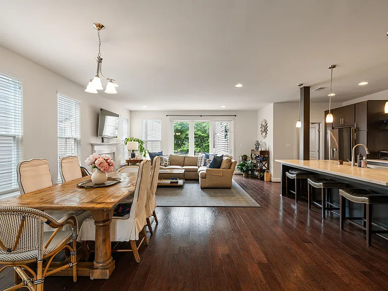 Breakfast nook, living area, and kitchen countertop