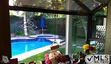 Garden window views of your backyard art, pool and landscapi