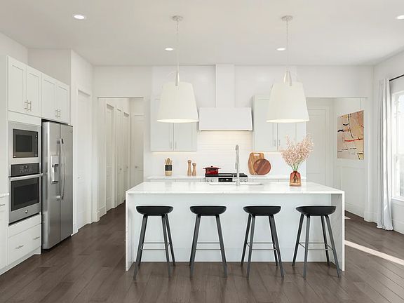 Kitchen with waterfall island