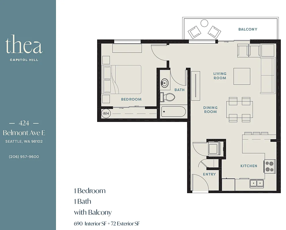 Floor plan 1 Bedroom 1 Bath 817 sqft