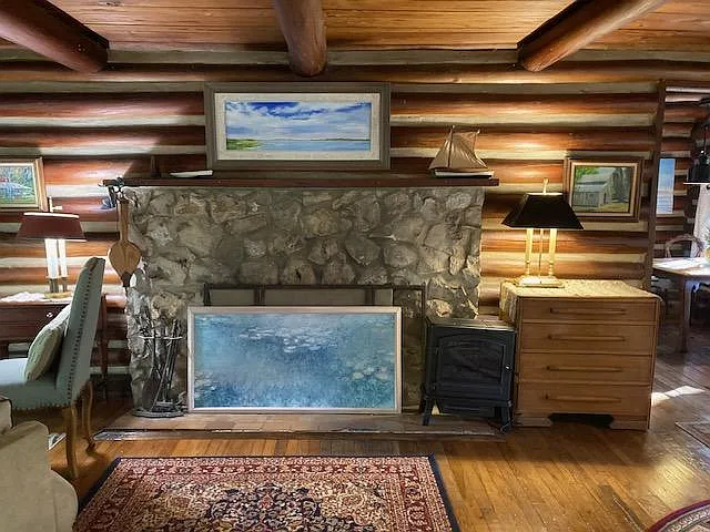 Fieldstone fireplace