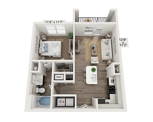 Floor plan One Bedroom A1A