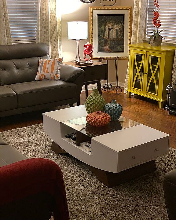 Family room with new floorin
