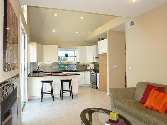 View from Family room to kitchen