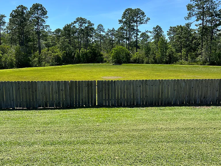 Gorgeous backyard of the area behind the house where the forest has been cleared by the county and the county does mow the area. Lots of wildlife to see in the early morning Dawn hours and at dusk.