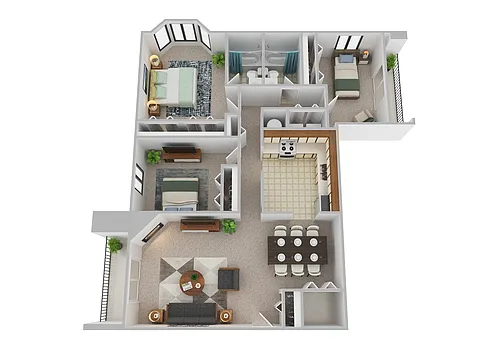 Floor plan 3 Bedroom 1274 SqFt