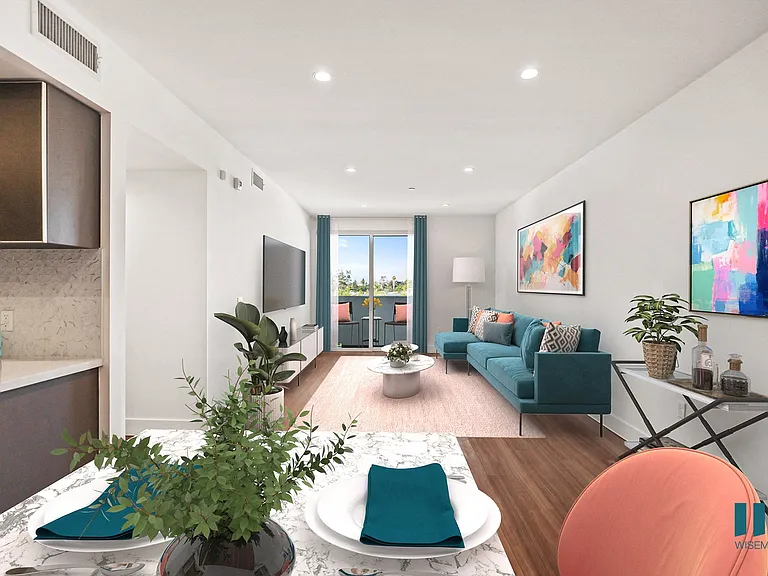 Open-Concept Dining and Living Room Space with Patio