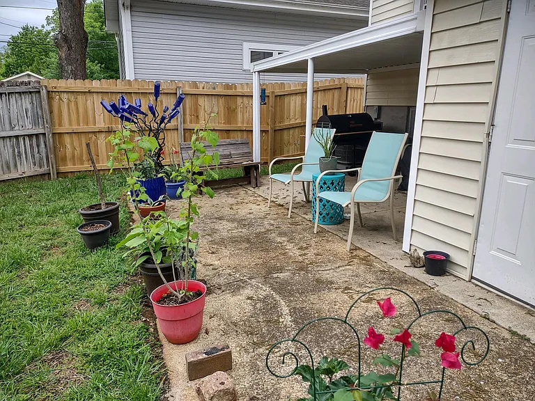 Large back porch with covered area
