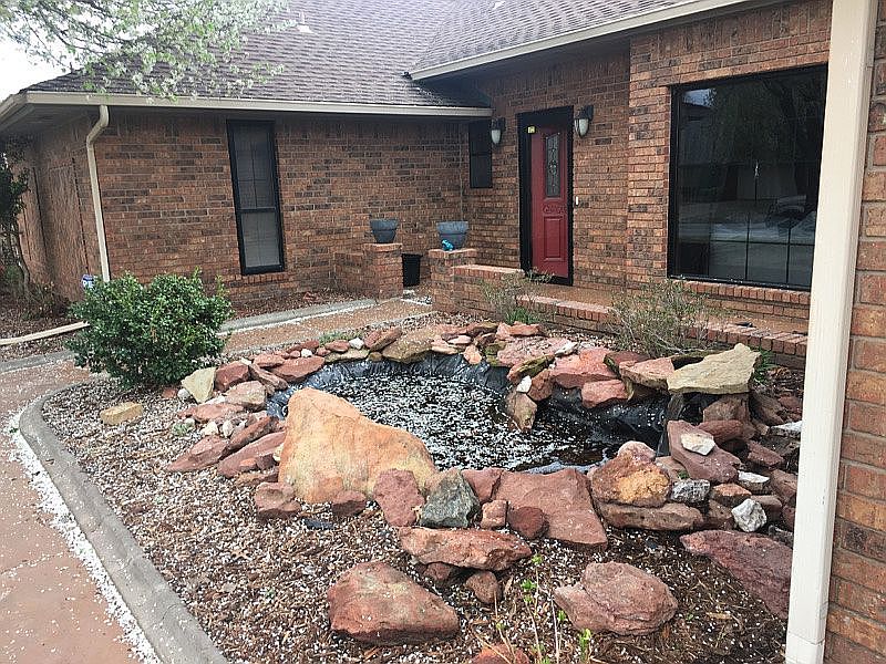 Front patio with koi pond