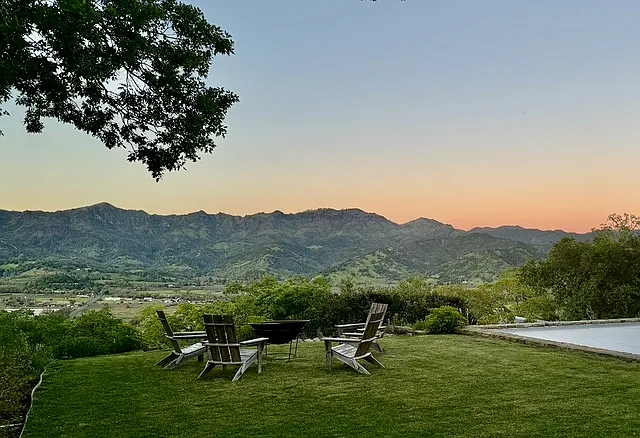 View from the front Lawn and pool