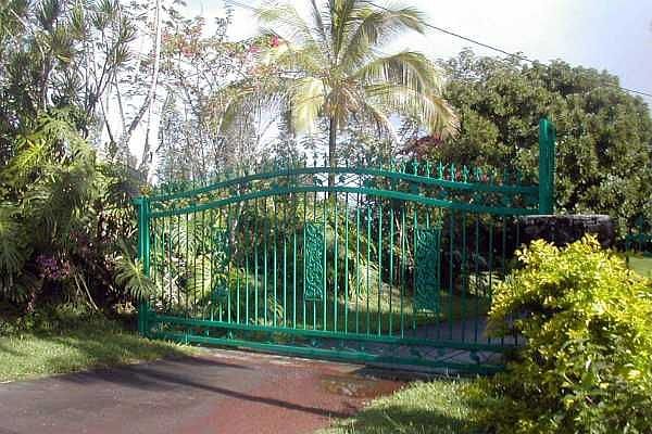 Custom galvanized electric entrance gate.
