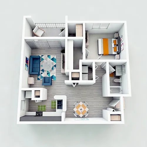 Floor plan 1 BR / 1 BA - Sandpiper