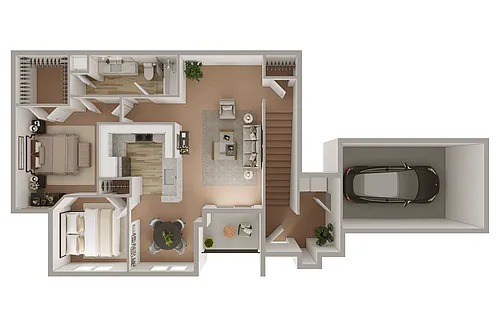Floor plan 2 Bedroom 1 Bath