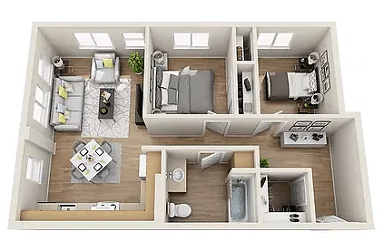 Floor plan 2 Bedroom - 60% AMI