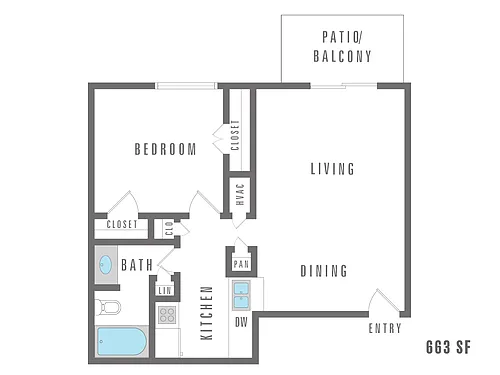 Floor plan 1 Bedroom 1 Bath