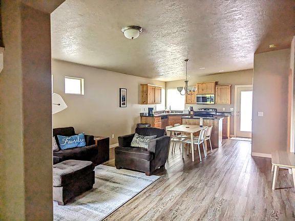 Entry to living area, and kitchen